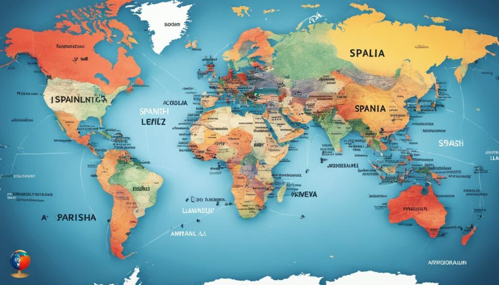 Mapa global destacando a importância do espanhol