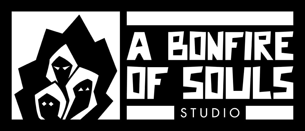 A Bornfire of Souls Studio´s logo, the developers of the video game Climate Refugees, with the logo being three people representing the souls of the developers being forged on the fire of creating video games.