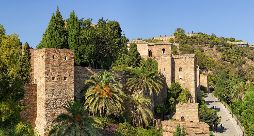 The Alcazaba of Malaga, a well-preserved Moorish fortress with robust walls and beautiful gardens, overlooking the city.