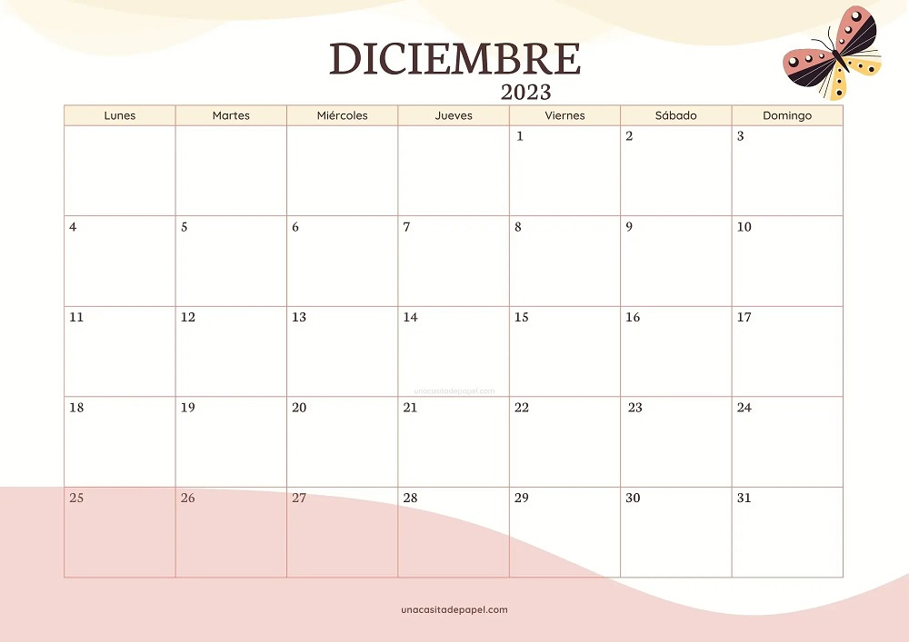The twelfth month of the year in Spanish, diciembre in the calendar.