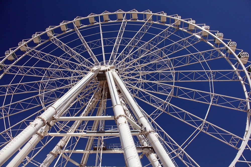 The iconic Ferris Wheel at the Malaga Fair, symbolizing the city's rich cultural heritage and modern attraction