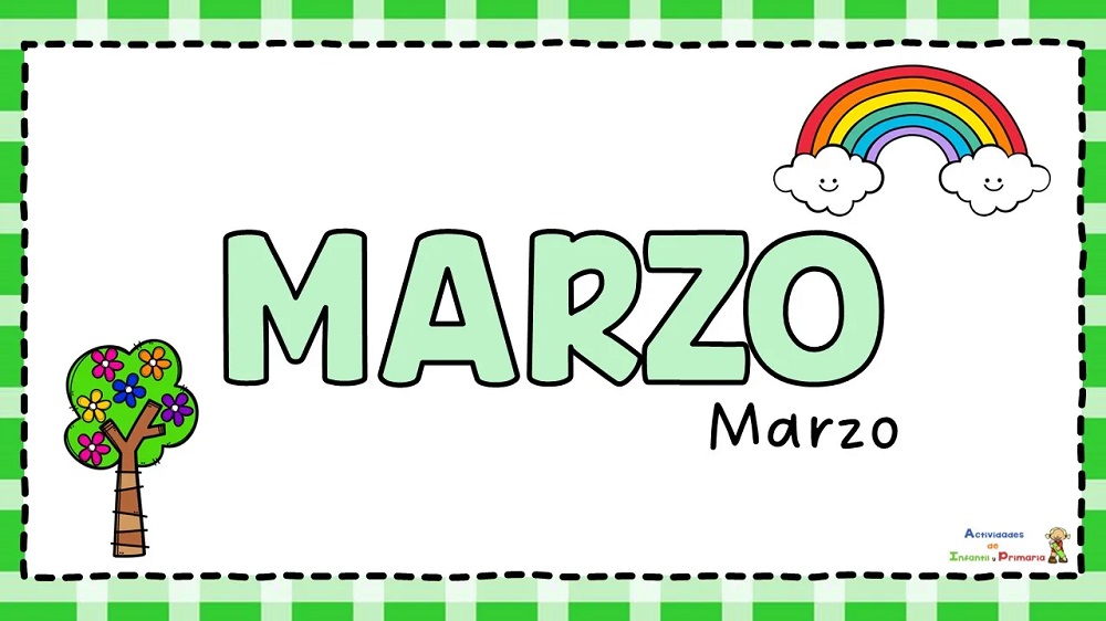 The third month of the year in Spanish, marzo in the calendar.