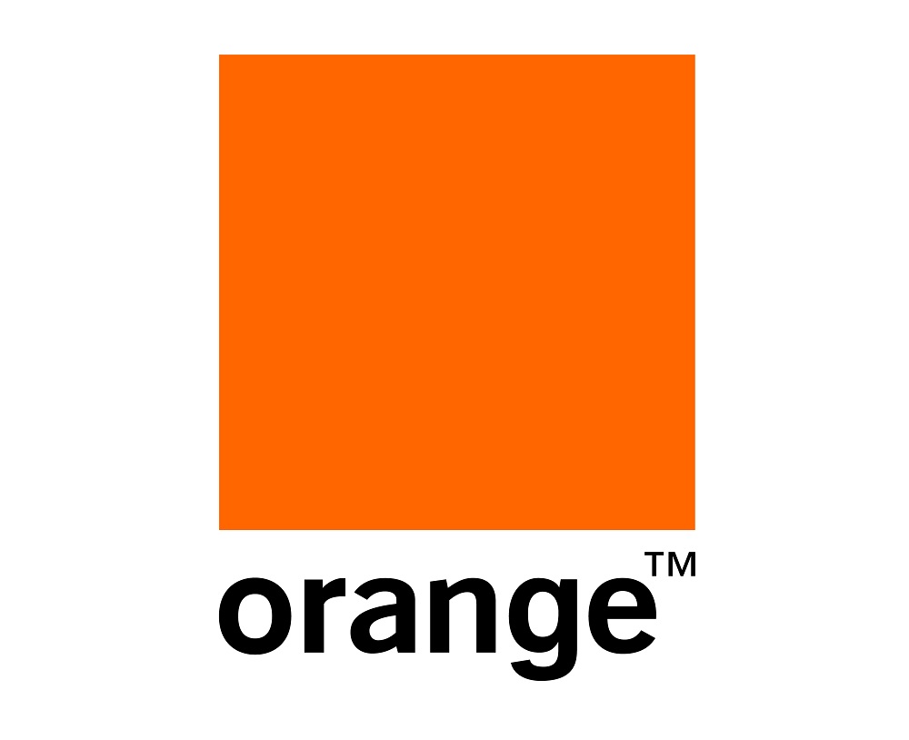 Orange's logo: An orange square with 'orange' written under it, symbolizing the telecommunications company Orange.