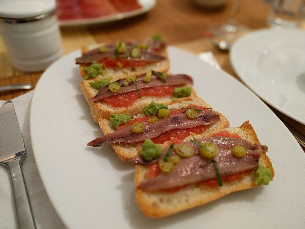 The delightful Spanish sandwich, full of anchovies.