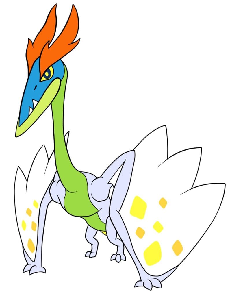 Quetzaven phase 2 art, a winged Dino-prehis made by 22Zapatoz made of water.