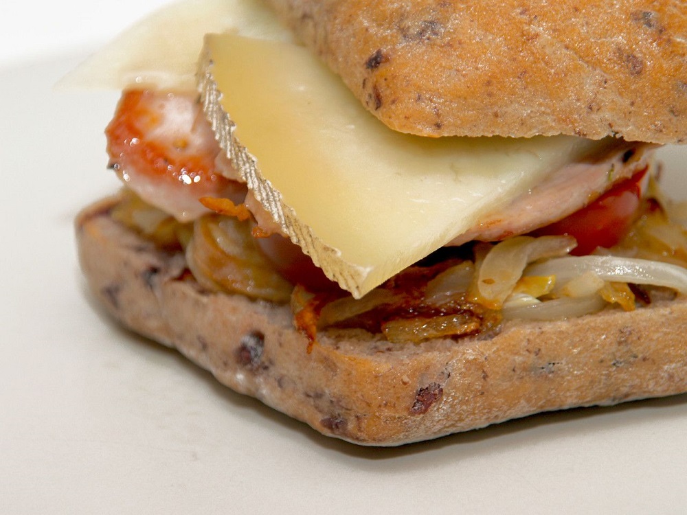 A modern and vegan Spanish cheese sandwich.