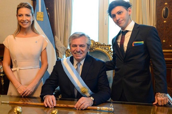 President Alberto Fernandez with Tani Fernández approving the non binary ID