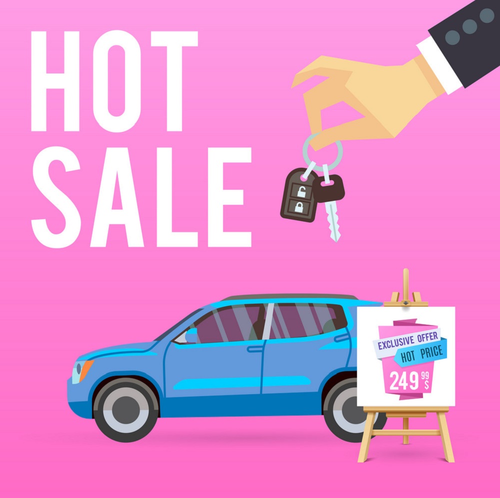 A hot sale propaganda for buying cars in Spain as example.