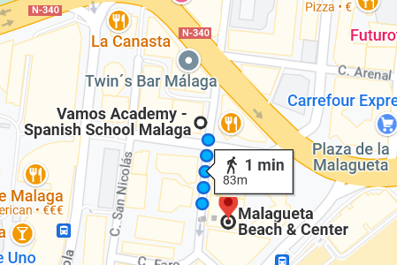 How to get from Vamos Academy Malaga to Malagueta Beach